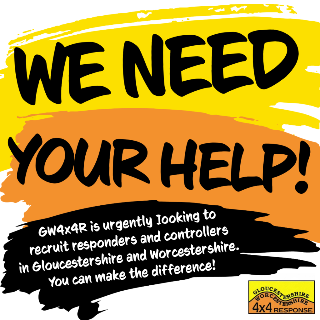 Gloucestershire & Worcestershire 4x4 Response is urgently looking to increase the number of volunteer controllers and response drivers. GW | Gloucestershire & Worcestershire 4x4 Response needs you