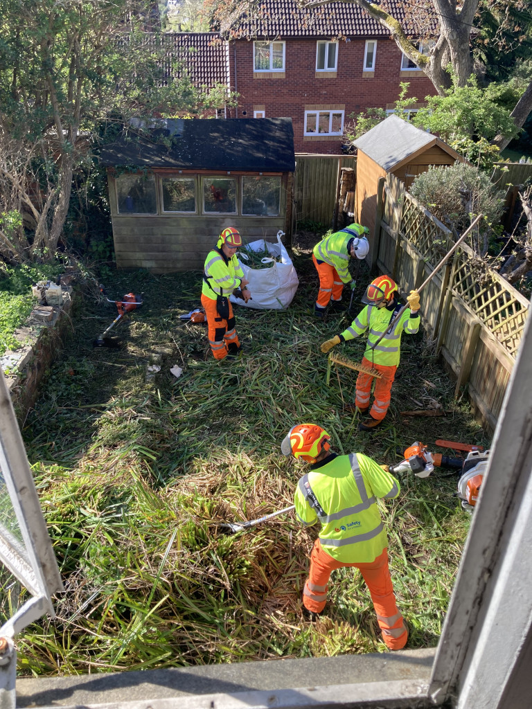 Homelessness charity Emmaus Gloucestershire is expanding its support for people experiencing homelessness with the renovation of a property in Stroud, generously donated to the charity through a legacy gift. Ringway Infrastructure Services clearing the garden in donated house 3 | David's legacy enables homelessness charity to support families