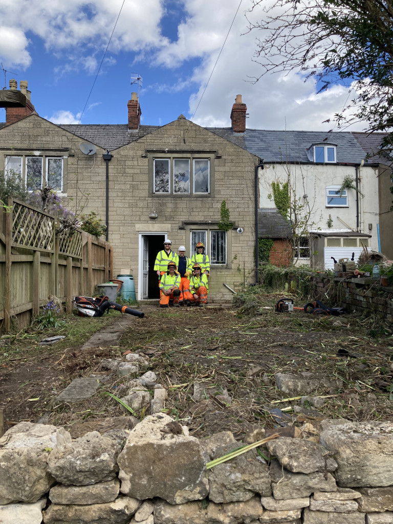 Homelessness charity Emmaus Gloucestershire is expanding its support for people experiencing homelessness with the renovation of a property in Stroud, generously donated to the charity through a legacy gift. Ringway Infrastructure Services clearing the garden in donated house 2 | David's legacy enables homelessness charity to support families