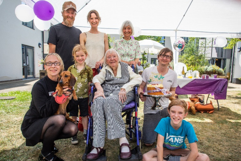 Forget 101 Dalmatians…Stroud care home resident celebrates 102nd birthday with dachshunds